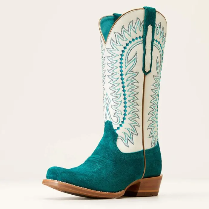 Ariat Western Boots Women Derby Monroe Western Boot Ancient Turquoise Roughout