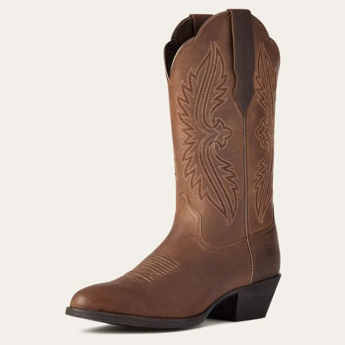 Ariat Western Boots Women Heritage R Toe StretchFit Western Boot Distressed Brown