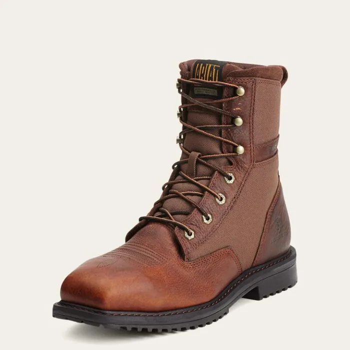 Ariat Work Boots Men RigTek 8034 Wide Square Toe Composite Toe Work Boot Oiled Brown