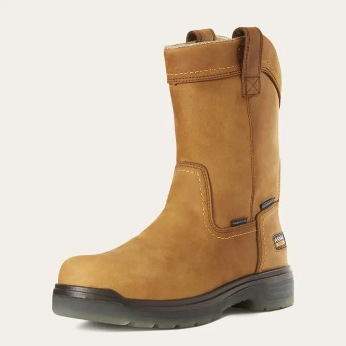 Ariat Work Boots Men Turbo PullOn Waterproof Carbon Toe Work Boot Aged Bark