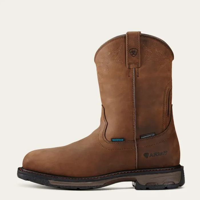Ariat Work Boots Men WorkHog Wellington Waterproof Composite Toe Work Boot Oily Distressed Brown Ariat Work Boots Men WorkHog Wellington Waterproof Composite Toe Work Boot Oily Distressed Brown