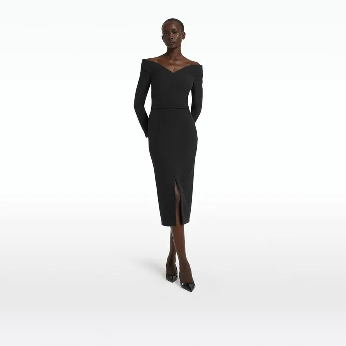 Asuman Black Midi Dress Women Safiyaa Dresses
