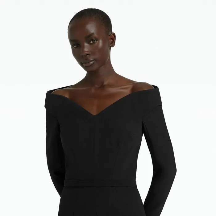 Asuman Black Midi Dress Women Safiyaa Dresses