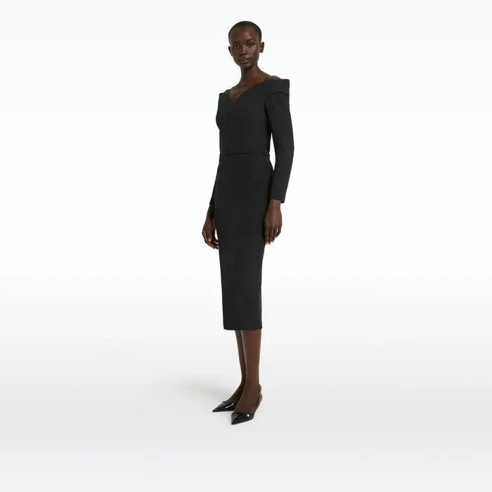 Asuman Black Midi Dress Women Safiyaa Dresses