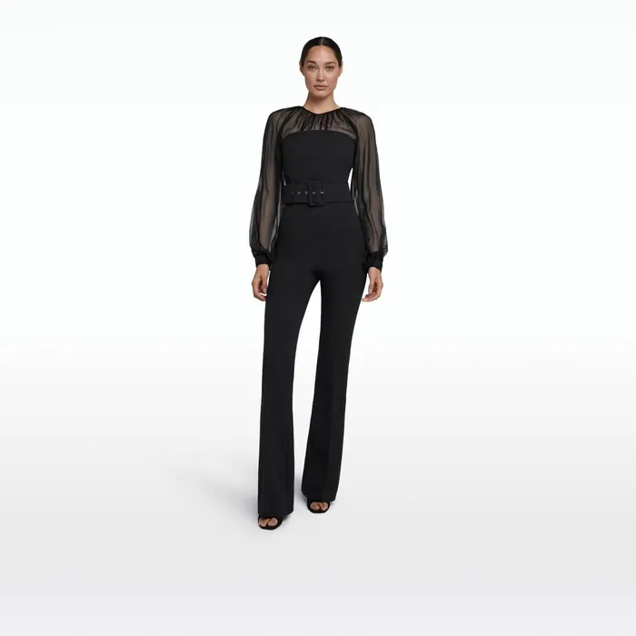 Aternia Black Jumpsuit With Buckle Belt Women Safiyaa Jumpsuits
