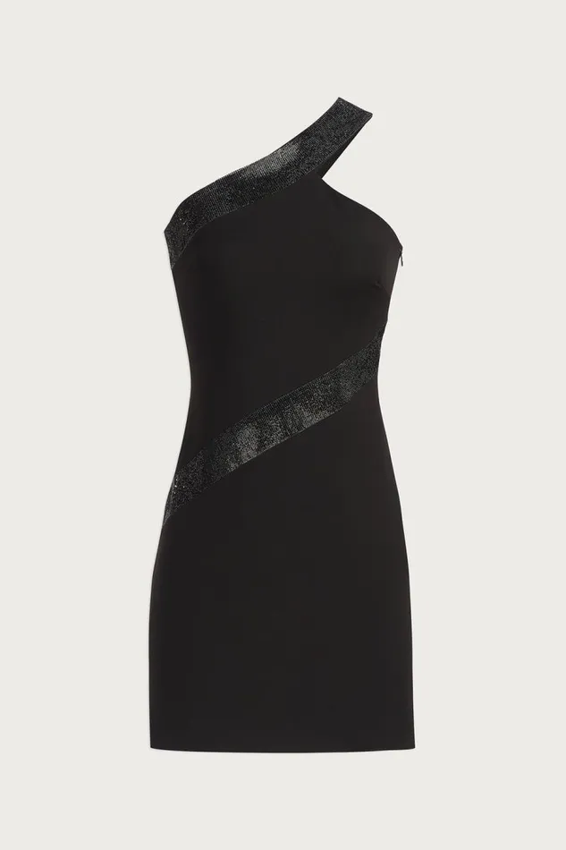 Auriel Dress In Stretch Crepe Black Women Halston Cocktail