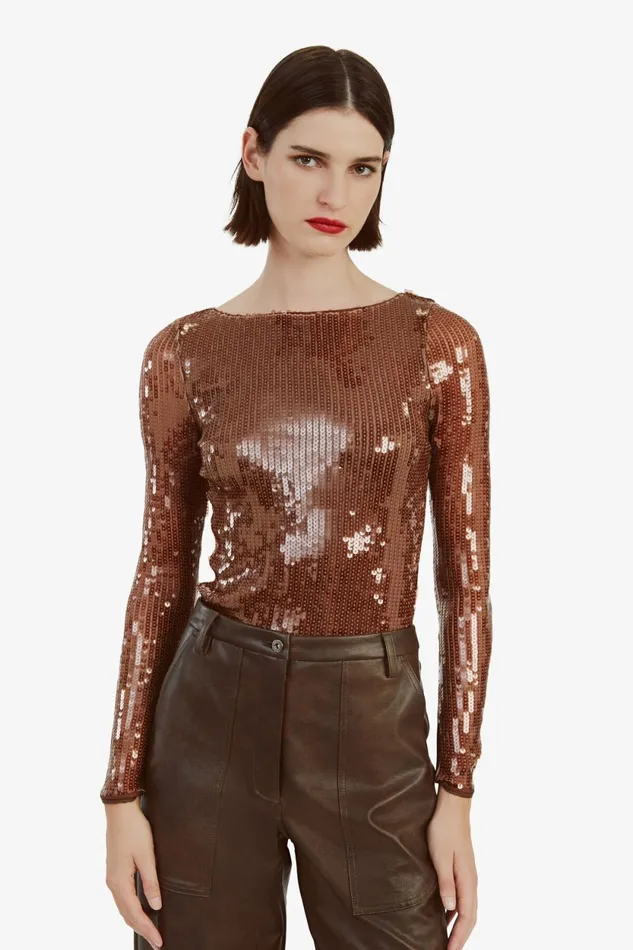 Bardot Bodysuits Brenna Sequin Bodysuit In Chocolate Chocolate 8211 Women Bardot Bodysuits Brenna Sequin Bodysuit In Chocolate Chocolate 8211 Women