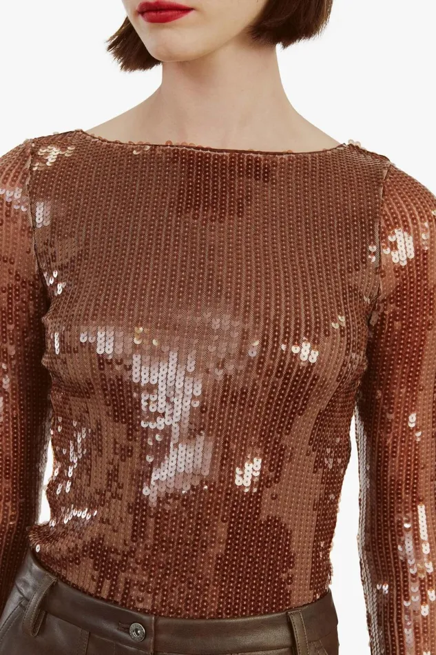 Bardot Bodysuits Brenna Sequin Bodysuit In Chocolate Chocolate 8211 Women Bardot Bodysuits Brenna Sequin Bodysuit In Chocolate Chocolate 8211 Women
