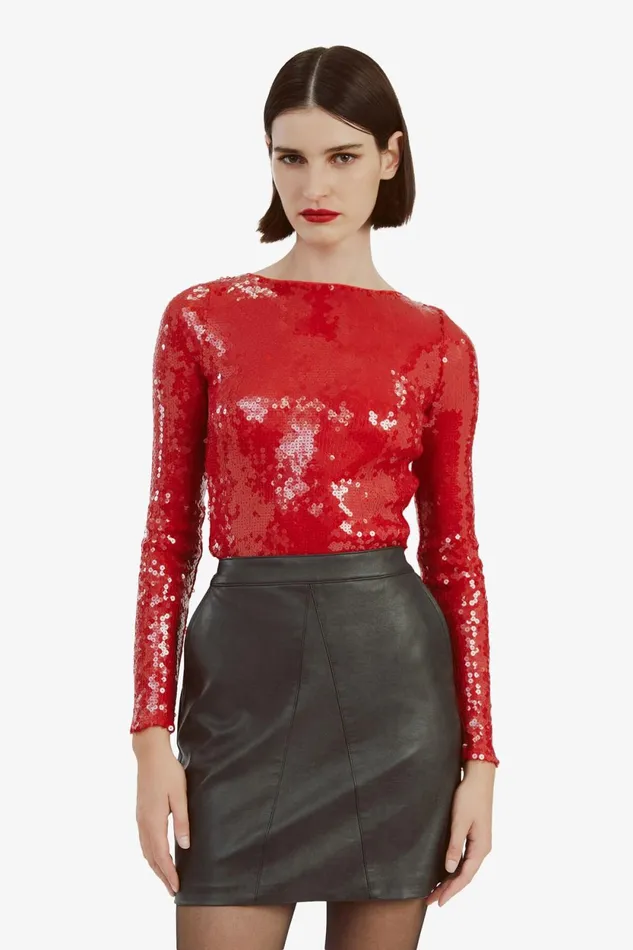 Bardot Bodysuits Brenna Sequin Bodysuit In Deep Red Deep Red 8211 Women Bardot Bodysuits Brenna Sequin Bodysuit In Deep Red Deep Red 8211 Women