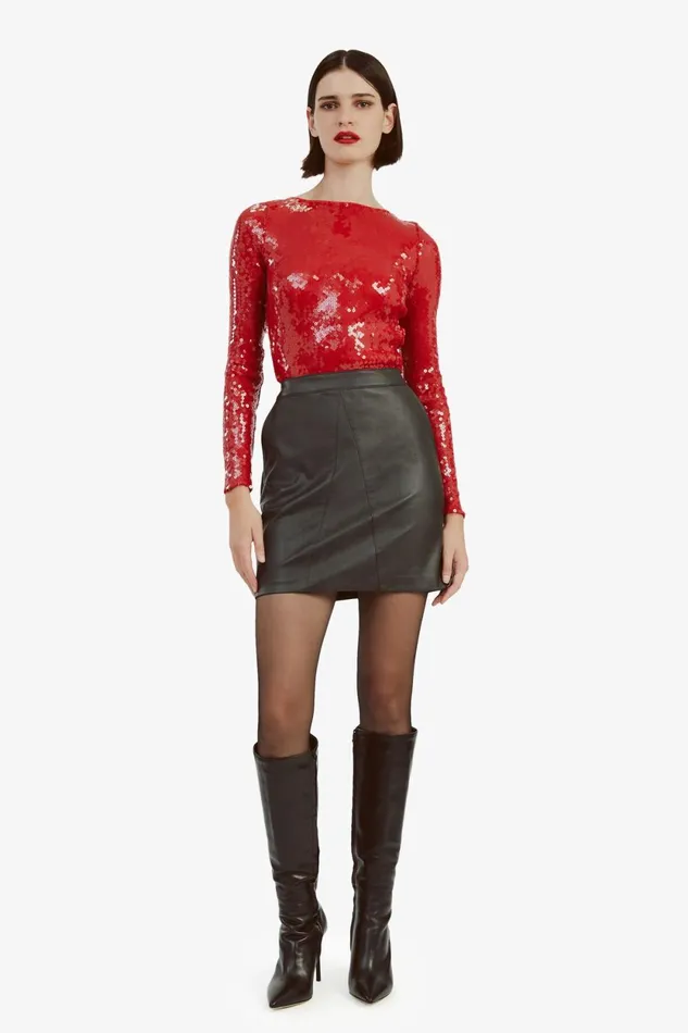 Bardot Bodysuits Brenna Sequin Bodysuit In Deep Red Deep Red 8211 Women Bardot Bodysuits Brenna Sequin Bodysuit In Deep Red Deep Red 8211 Women