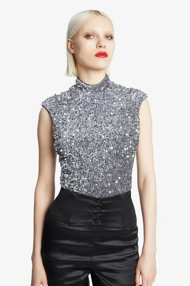 Bardot Bodysuits Kelso Velvet Sequin Bodysuit In Silver Silver 8211 Women Bardot Bodysuits Kelso Velvet Sequin Bodysuit In Silver Silver 8211 Women
