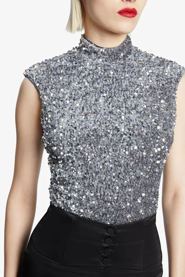Bardot Bodysuits Kelso Velvet Sequin Bodysuit In Silver Silver 8211 Women Bardot Bodysuits Kelso Velvet Sequin Bodysuit In Silver Silver 8211 Women