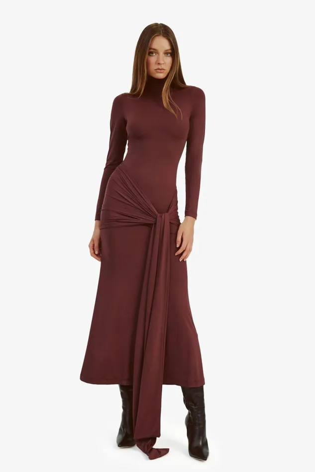 Bardot Day To Night Dresses Alix Maxi Tie Front Dress In Deep Plum Deep Plum 8211 Women Bardot Day To Night Dresses Alix Maxi Tie Front Dress In Deep Plum Deep Plum 8211 Women