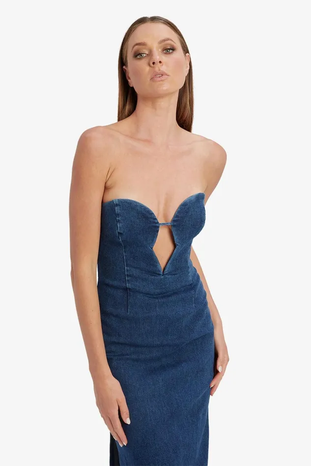 Bardot Day To Night Dresses Eleni Denim Midi Dress In Dark Dark 8211 Women Bardot Day To Night Dresses Eleni Denim Midi Dress In Dark Dark 8211 Women