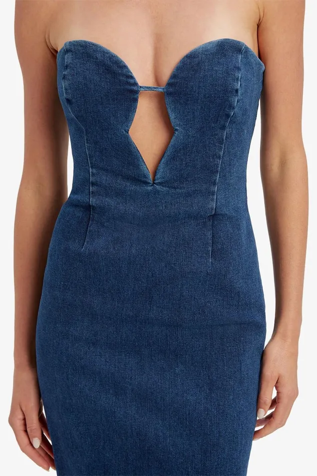 Bardot Day To Night Dresses Eleni Denim Midi Dress In Dark Dark 8211 Women Bardot Day To Night Dresses Eleni Denim Midi Dress In Dark Dark 8211 Women