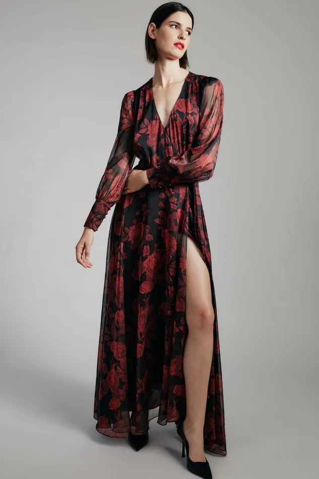 Bardot Day To Night Dresses Lucianna Maxi Wrap Dress In Red Floral Red Floral 8211 Women