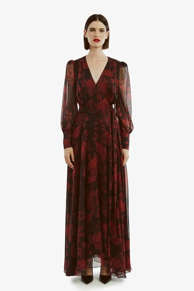 Bardot Day To Night Dresses Lucianna Maxi Wrap Dress In Red Floral Red Floral 8211 Women Bardot Day To Night Dresses Lucianna Maxi Wrap Dress In Red Floral Red Floral 8211 Women