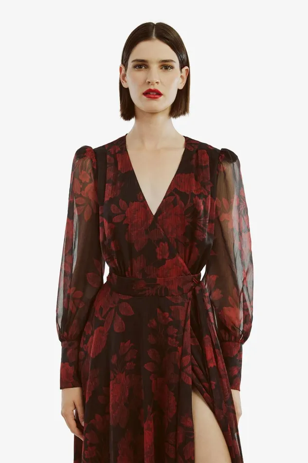 Bardot Day To Night Dresses Lucianna Maxi Wrap Dress In Red Floral Red Floral 8211 Women Bardot Day To Night Dresses Lucianna Maxi Wrap Dress In Red Floral Red Floral 8211 Women