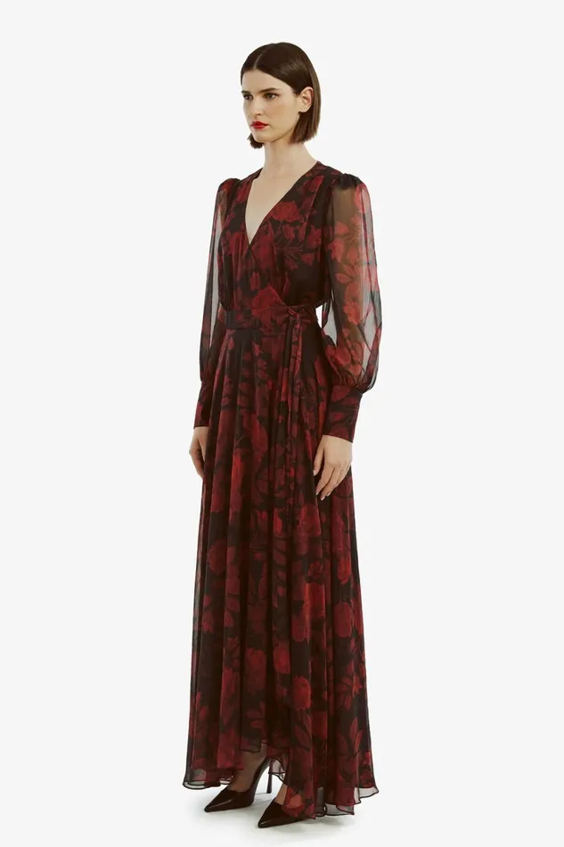 Bardot Day To Night Dresses Lucianna Maxi Wrap Dress In Red Floral Red Floral 8211 Women Bardot Day To Night Dresses Lucianna Maxi Wrap Dress In Red Floral Red Floral 8211 Women