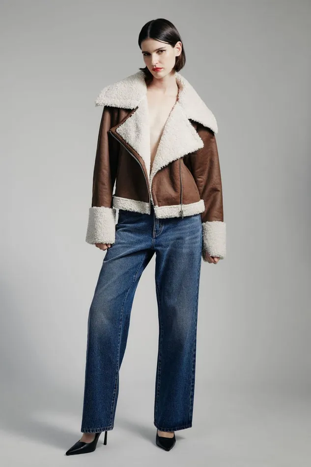 Bardot Jackets Finn Vegan Leather Jacket In Chocolate Chocolate 8211 Women