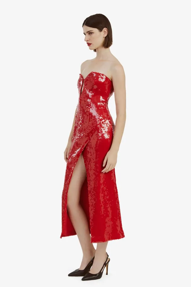 Bardot Party Dresses Antigone Sequin Midi Dress In Deep Red Deep Red 8211 Women Bardot Party Dresses Antigone Sequin Midi Dress In Deep Red Deep Red 8211 Women