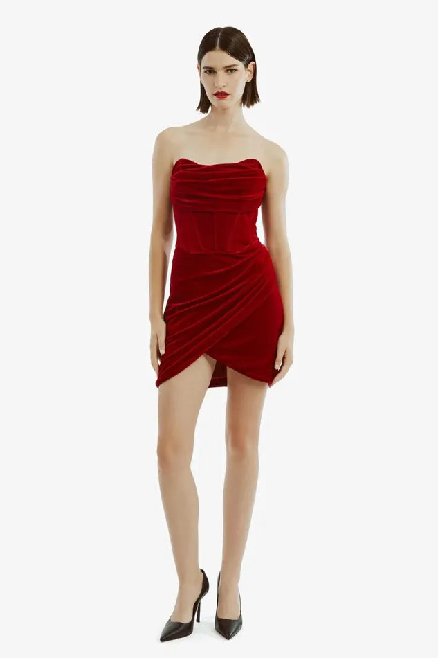 Bardot Party Dresses Claudette Mini Dress In Deep Red Deep Red 8211 Women Bardot Party Dresses Claudette Mini Dress In Deep Red Deep Red 8211 Women