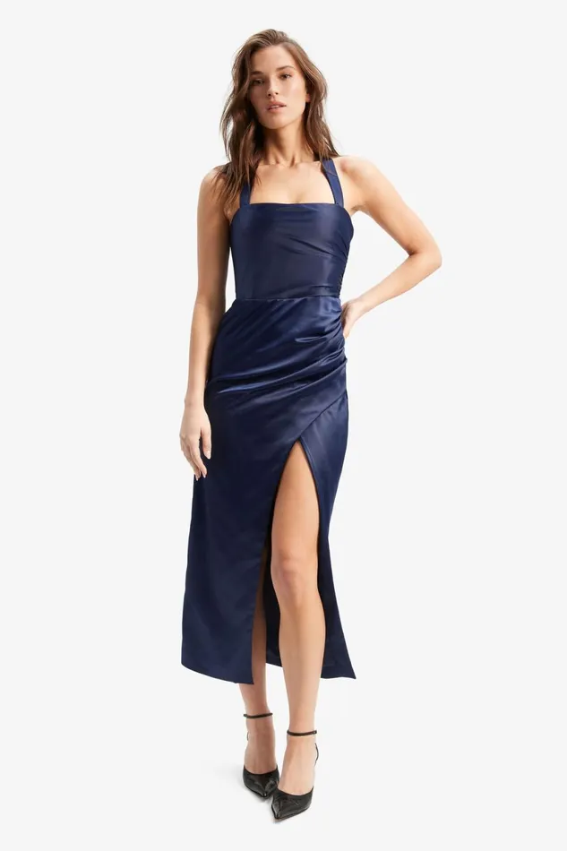 Bardot Party Dresses Lorelai Midi Dress In Navy Navy 8211 Women Bardot Party Dresses Lorelai Midi Dress In Navy Navy 8211 Women