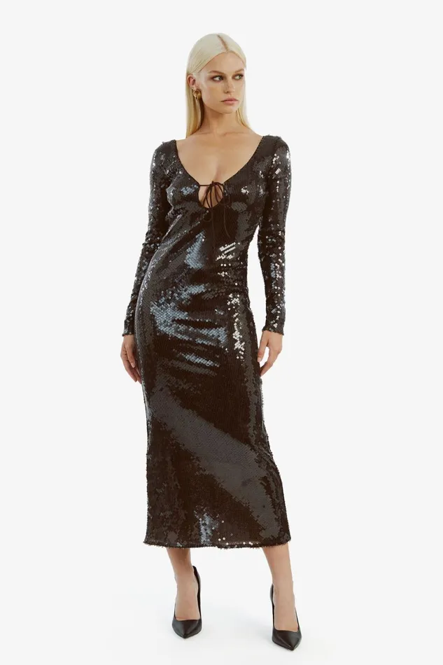 Bardot Party Dresses Verona Sequin Maxi Dress In Dark Chocolate Dark Chocolate 8211 Women Bardot Party Dresses Verona Sequin Maxi Dress In Dark Chocolate Dark Chocolate 8211 Women
