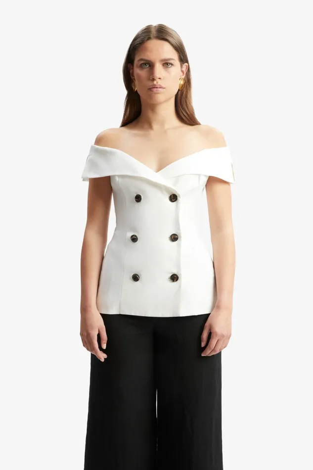 Bardot Party Tops Eliora Button Front Linen Top In Orchid White Orchid White 8211 Women Bardot Party Tops Eliora Button Front Linen Top In Orchid White Orchid White 8211 Women