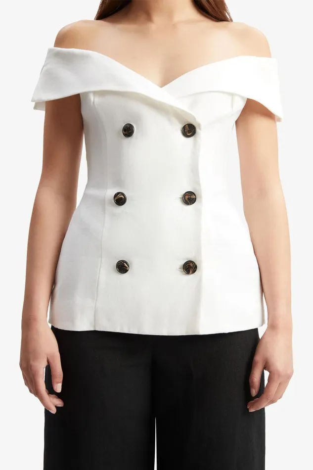 Bardot Party Tops Eliora Button Front Linen Top In Orchid White Orchid White 8211 Women Bardot Party Tops Eliora Button Front Linen Top In Orchid White Orchid White 8211 Women
