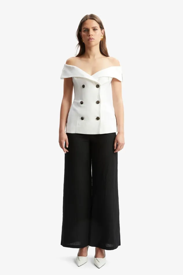 Bardot Party Tops Eliora Button Front Linen Top In Orchid White Orchid White 8211 Women Bardot Party Tops Eliora Button Front Linen Top In Orchid White Orchid White 8211 Women
