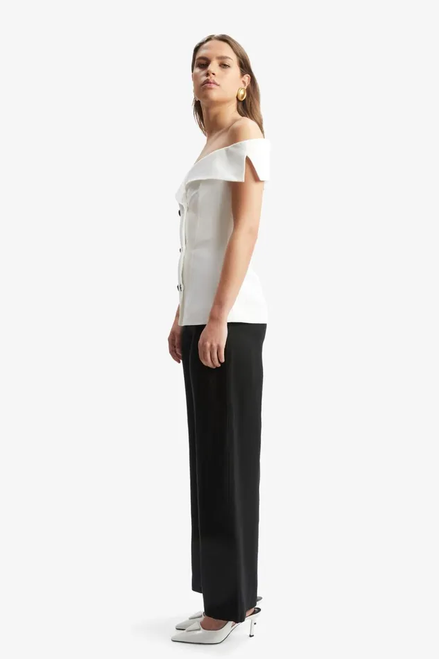 Bardot Party Tops Eliora Button Front Linen Top In Orchid White Orchid White 8211 Women Bardot Party Tops Eliora Button Front Linen Top In Orchid White Orchid White 8211 Women