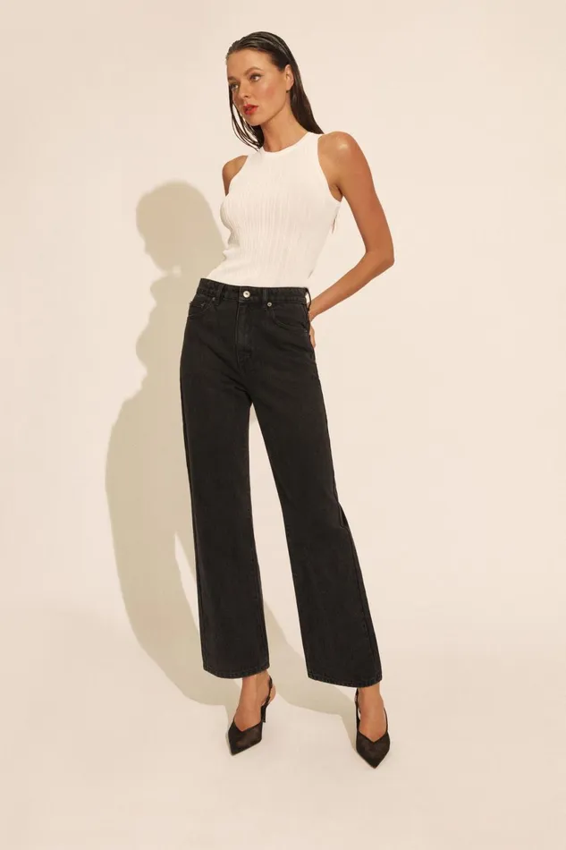 Bardot Wide Jean Cindy Wide Full Leg Jeans In Washed Black Washed Black 8211 Women