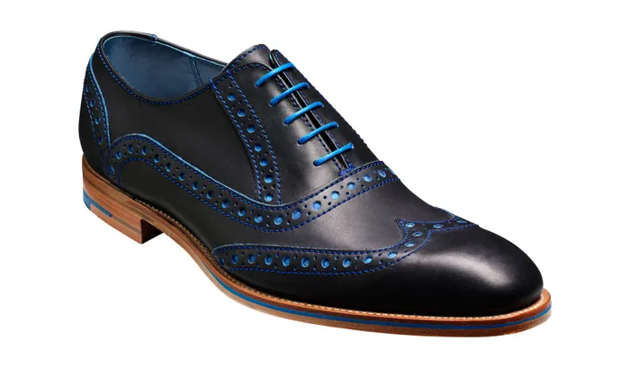 Barker Shoes Mens Brogues Grant 8211 Navy Classic Blue Calf 8211 Men