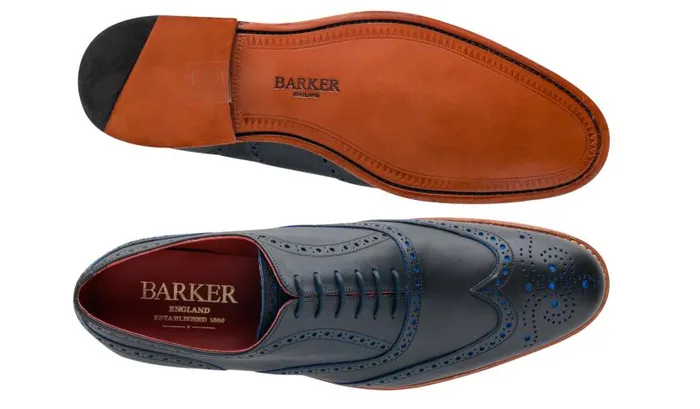 Barker Shoes Mens Oxfords Brando 2 8211 Navy Calf Blue Punch 8211 Men