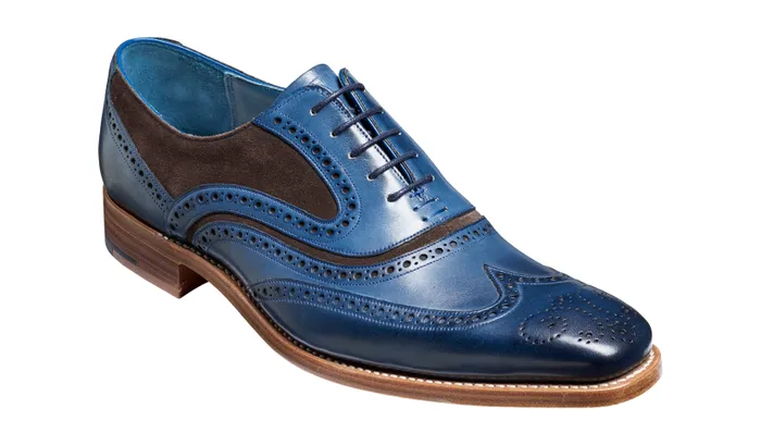 Barker Shoes Mens Oxfords McClean 8211 Navy Hand Painted Choc Suede 8211 Men