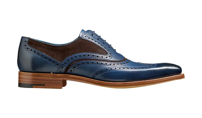 Barker Shoes Mens Oxfords McClean 8211 Navy Hand Painted Choc Suede 8211 Men
