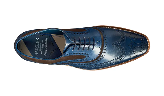 Barker Shoes Mens Oxfords McClean 8211 Navy Hand Painted Choc Suede 8211 Men