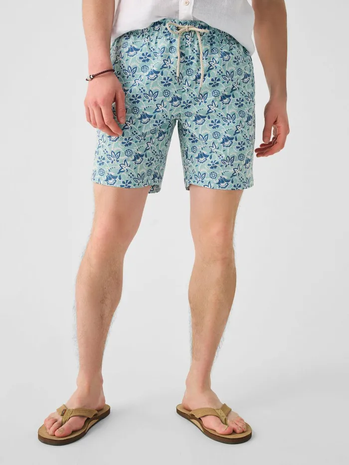 Beacon Trunk 7 Riptide Floral Batik MenWomen Faherty Swim