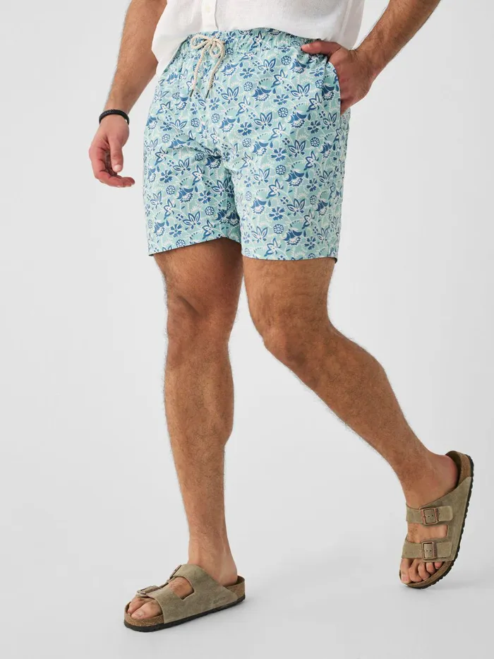 Beacon Trunk 7 Riptide Floral Batik MenWomen Faherty Swim