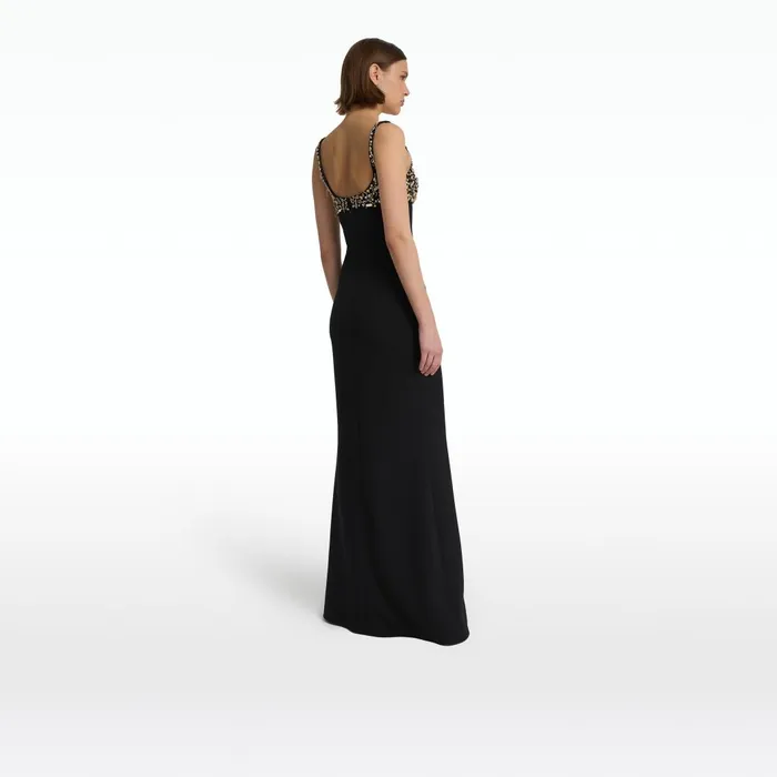 Beatriz Black and Celestial Scatter Embroidery Long Dress Women Safiyaa Dresses