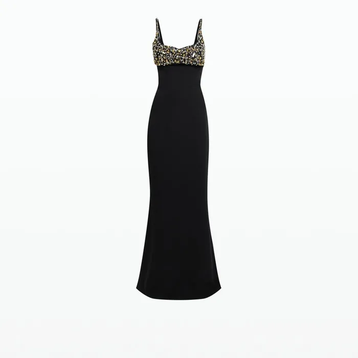 Beatriz Black and Celestial Scatter Embroidery Long Dress Women Safiyaa Dresses