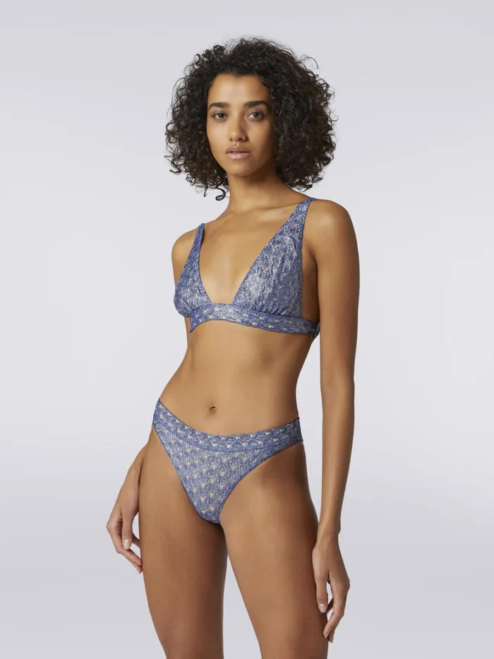 Bikini In LaceEffect Viscose With Glossy Finish Blue Women Missoni Swimsuits Bikini In LaceEffect Viscose With Glossy Finish Blue Women Missoni Swimsuits