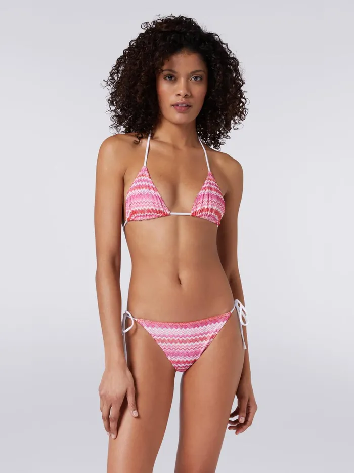 Bikini In TwoTone Zigzag Knit Pink Women Missoni Swimsuits