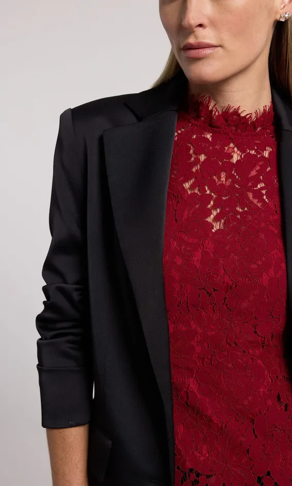 Blazers and Jackets Generation Love Clothing Women Drea Satin Blazer Black