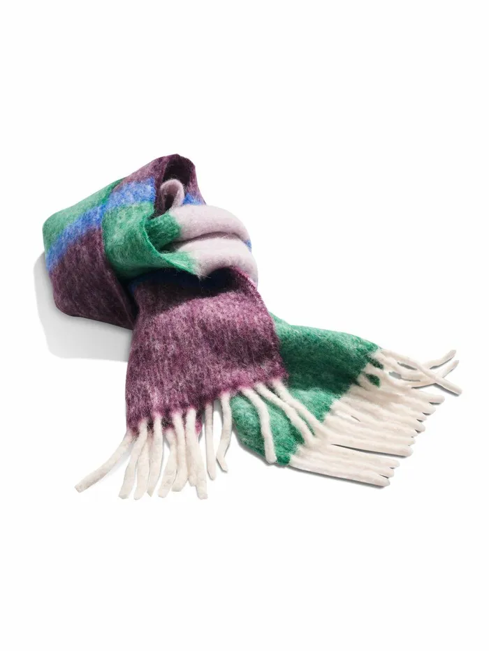 Block Stripe Alpaca Scarf 8211 Blue Green Bluegreen Women Faherty Overalls and Jumpsuits