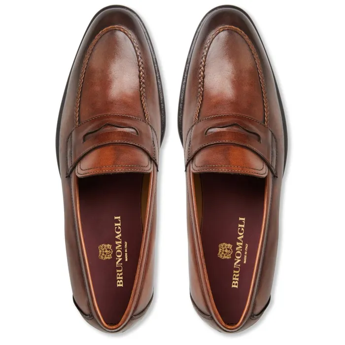 Bruno Magli Arden Braided Leather LoaferCognac Men Loafers and Slipons