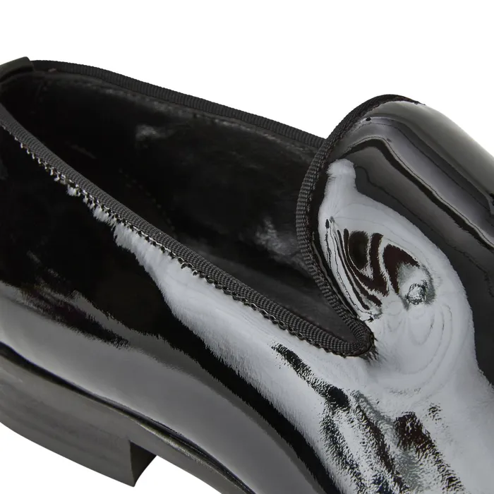 Bruno Magli Danilo ALine Patent Leather Smoking SlipperBlack Men Loafers and Slipons