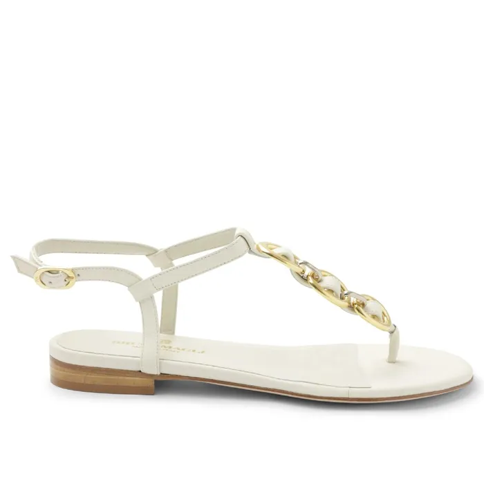 Bruno Magli Marina Leather Embellished Thong Sandal 8211 Off White Women Sandals and Slides