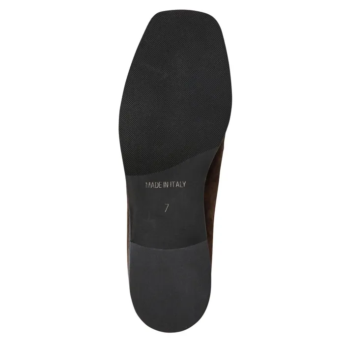 Bruno Magli Natalie Square Toe LoaferBrown Suede Women Flats and Loafers